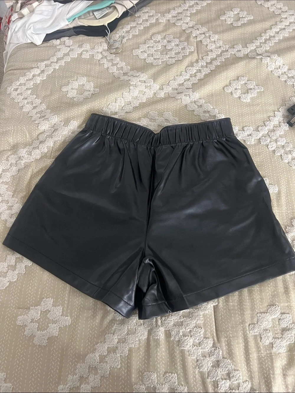 Abercrombie & Fitch Black Faux Leather Bermuda Shorts